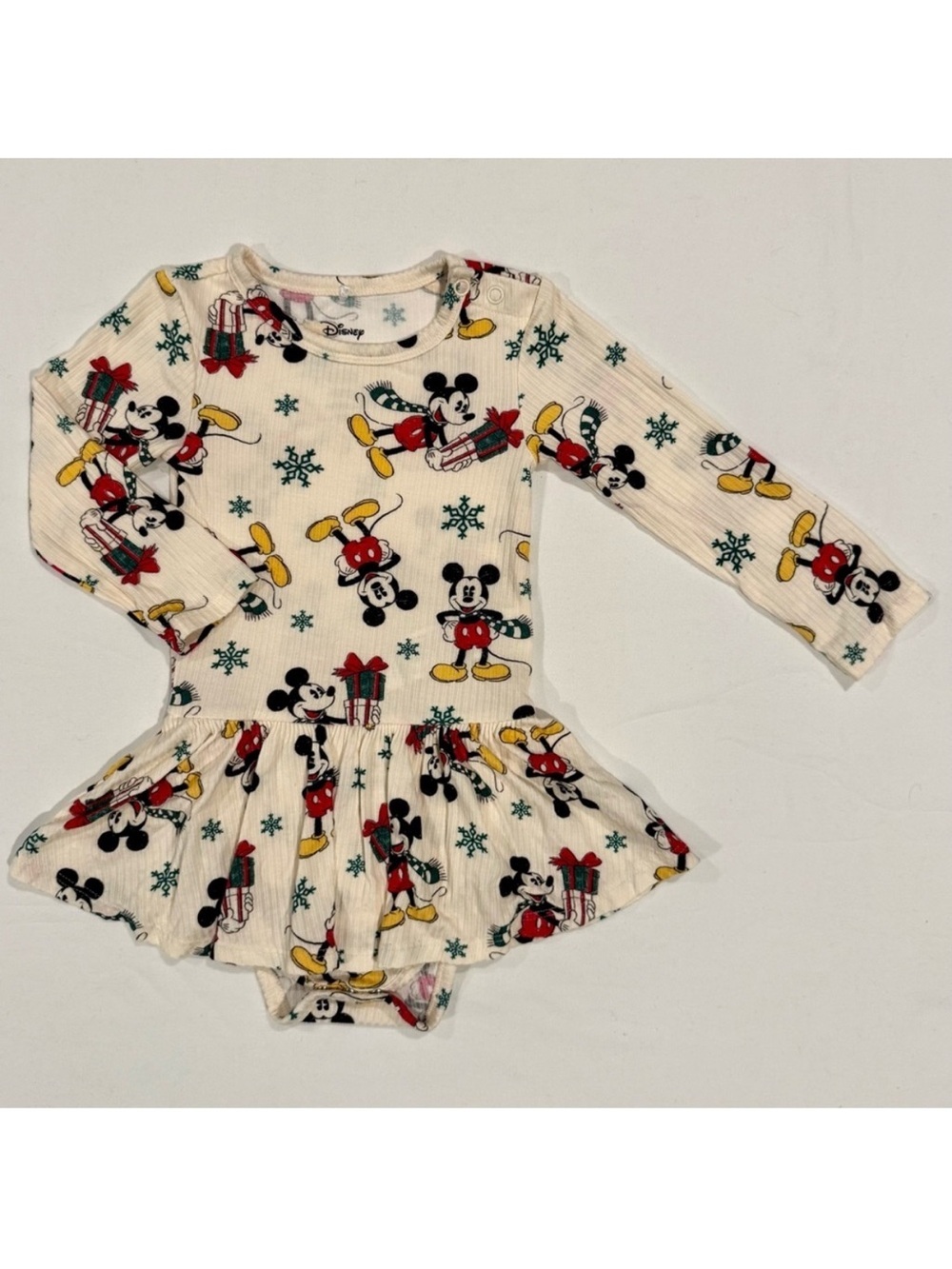 Posh Peanut Disney Twirl Bodysuit Dress Girls 12-18M Mickey Mouse Bamboo Winter